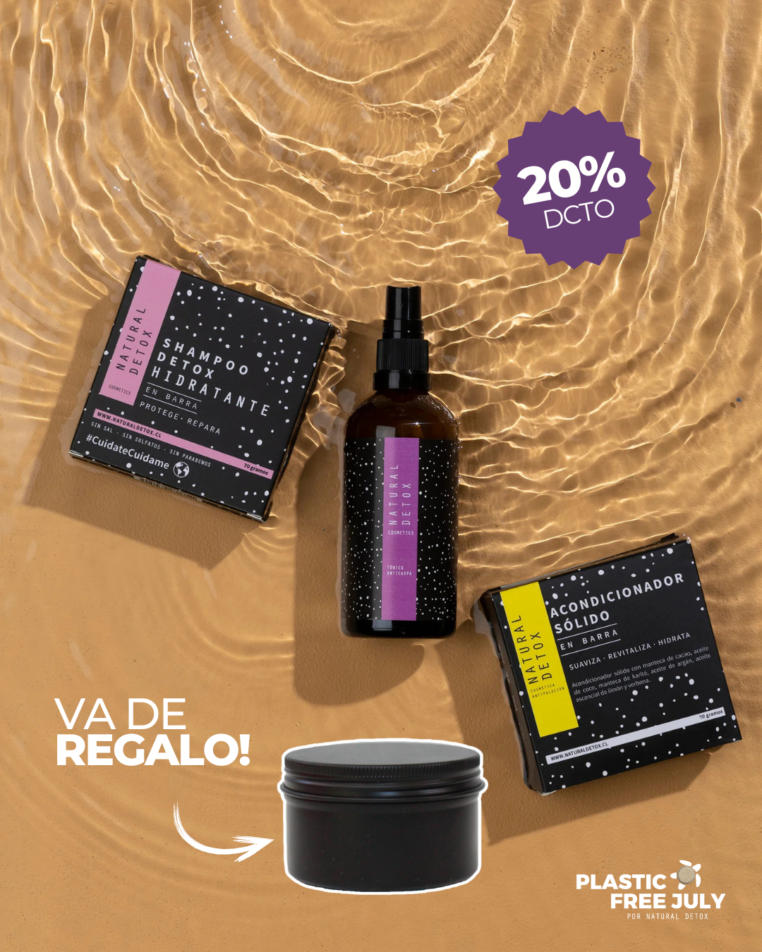 Pack Completo Caspa Seca o Psoriasis: Shampoo + Acondicionador en barra + Tónico + Caja Reutilizable de REGALO | Para caspa seca, picazón o irritación