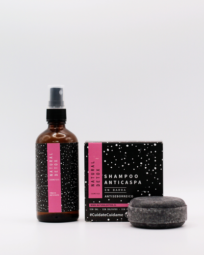 Pack Caspa Grasa: Shampoo en Barra + Tónico Anticaspa 100 ml | Para caspa, sebo y picazón.