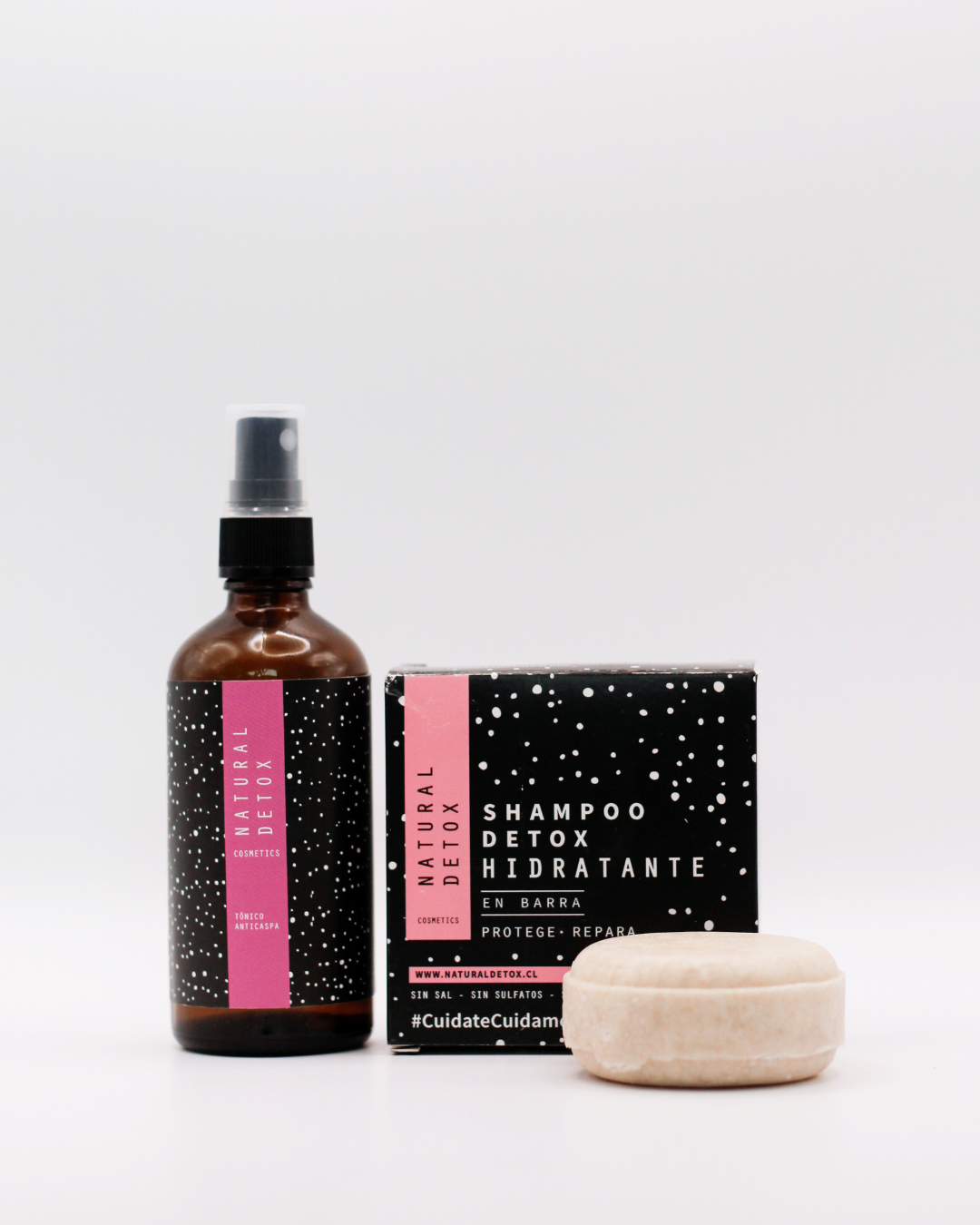 Pack Caspa Seca y Psoriasis: Shampoo Detox Hidratante en barra + Tónico Calmante 100 ml | Para caspa seca, picazón o brotes