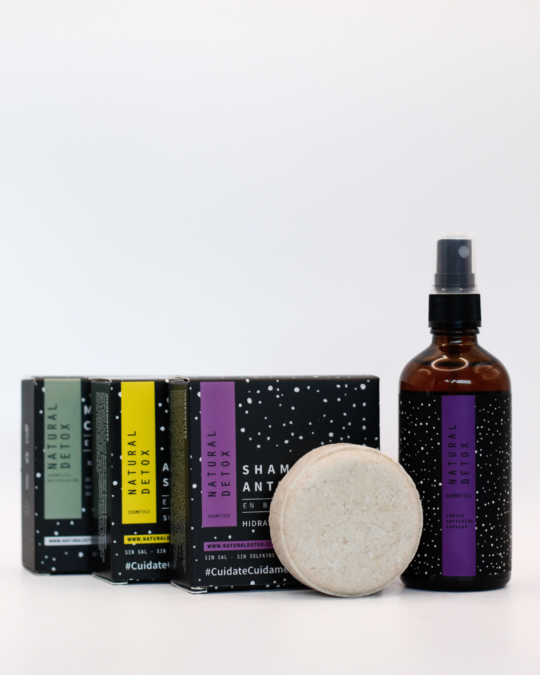 Rutina Completa Anticaída en barra | Shampoo y Tónico Anticaída + Acondicionador + Mascarilla