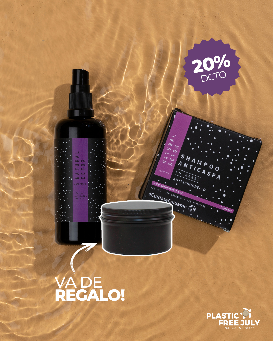 Pack Caspa Grasa: Shampoo en Barra + Tónico + Caja Reutilizable de REGALO | Para caspa, sebo y picazón | Envío Gratis