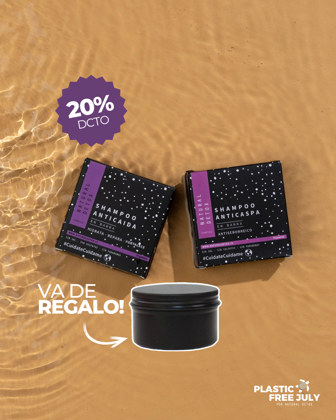 Pack Shampoo Anticaída y Caspa Grasa en barra + Caja Reutilizable de REGALO | Reduce la caída y la caspa en un 83%