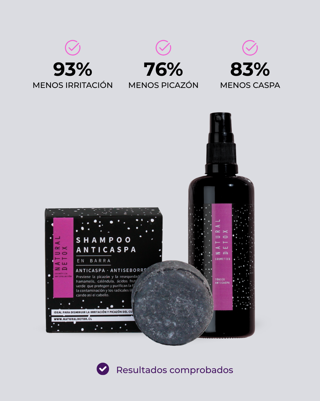 Pack Caspa Grasa: Shampoo en Barra + Tónico Anticaspa 100 ml | Para caspa, sebo y picazón.
