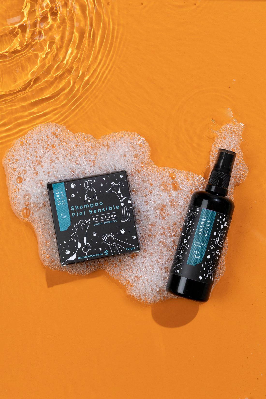 Rutina piel sensible para perros y gatos: shampoo en barra + repelente natural
